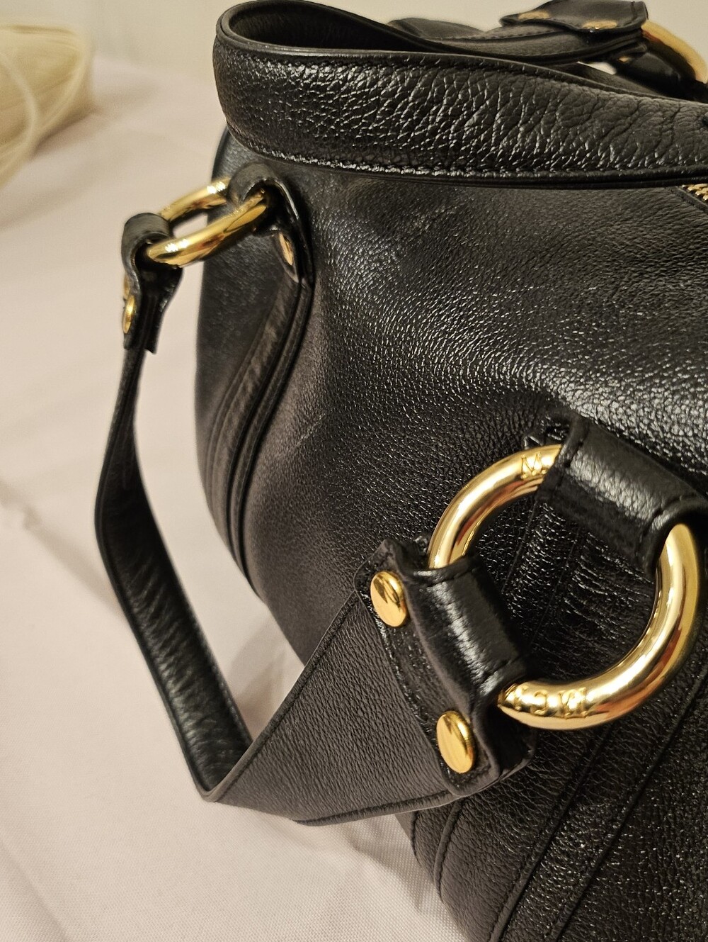 MCM Black Pebbled Leather Boston Bowler Satchel – Gold Hardware - Picture 9 of 16